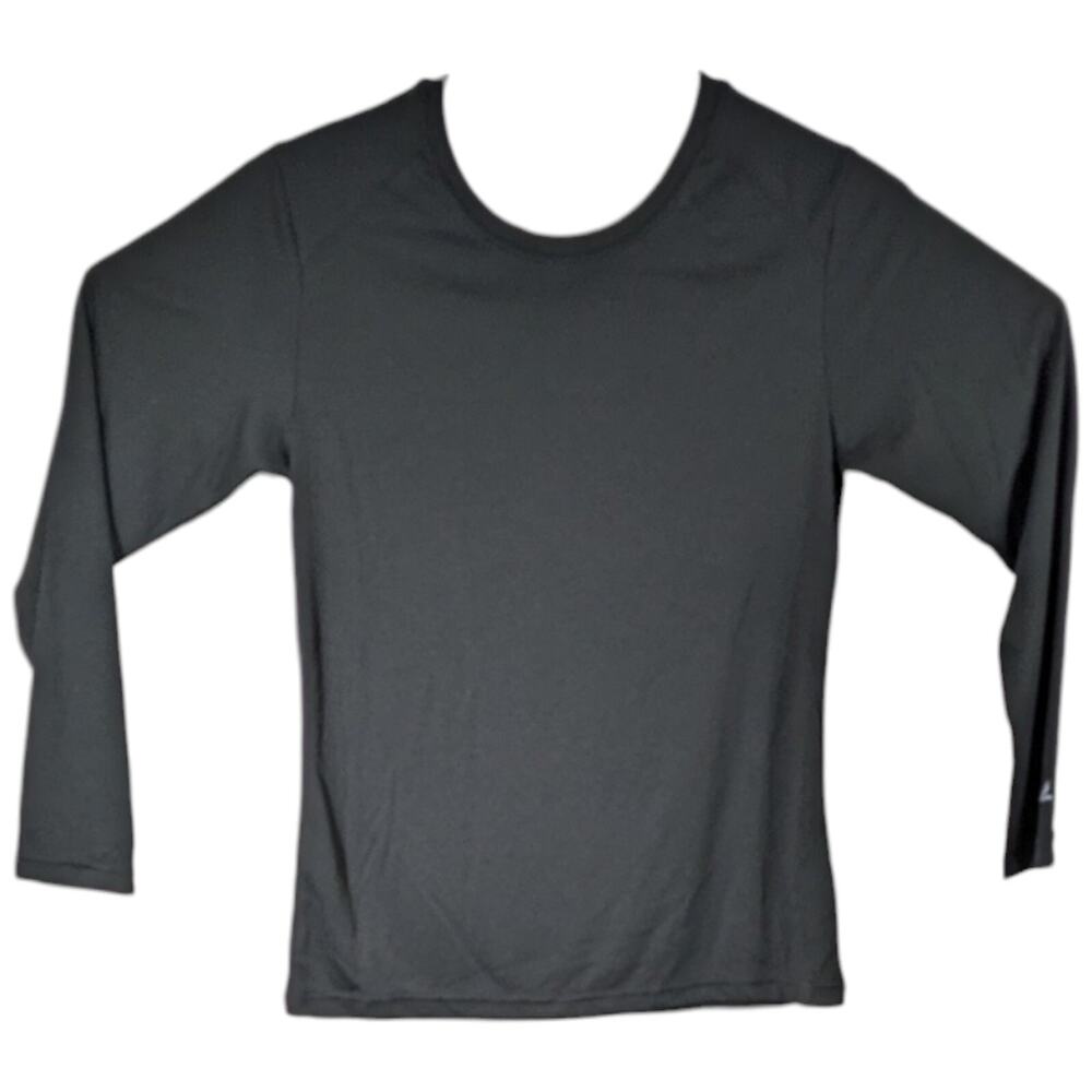 Womens Solid Black Performance Long Sleeve Shirt Size XS Extra Small